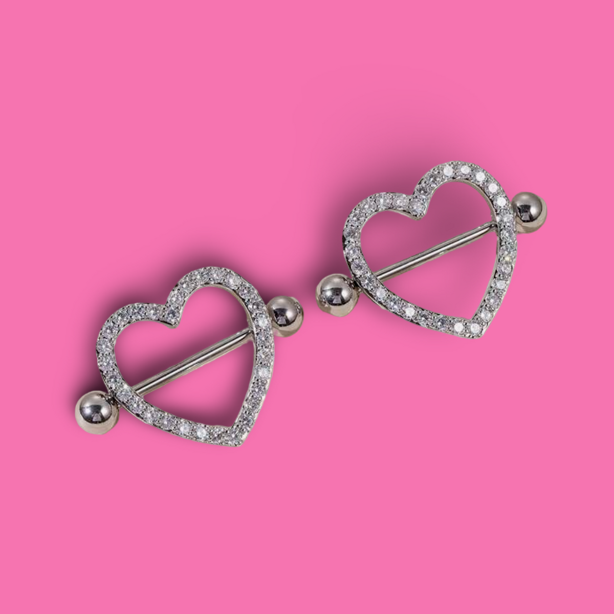 ๐ Crystal Heart Nipple Rings
