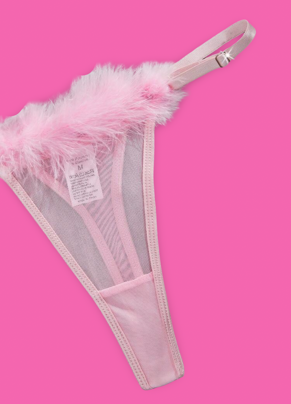 Pink Feather Trim Lingerie Set π