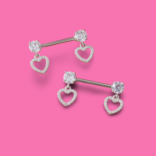 Crystal Heart Dangle Nipple Rings 🎀