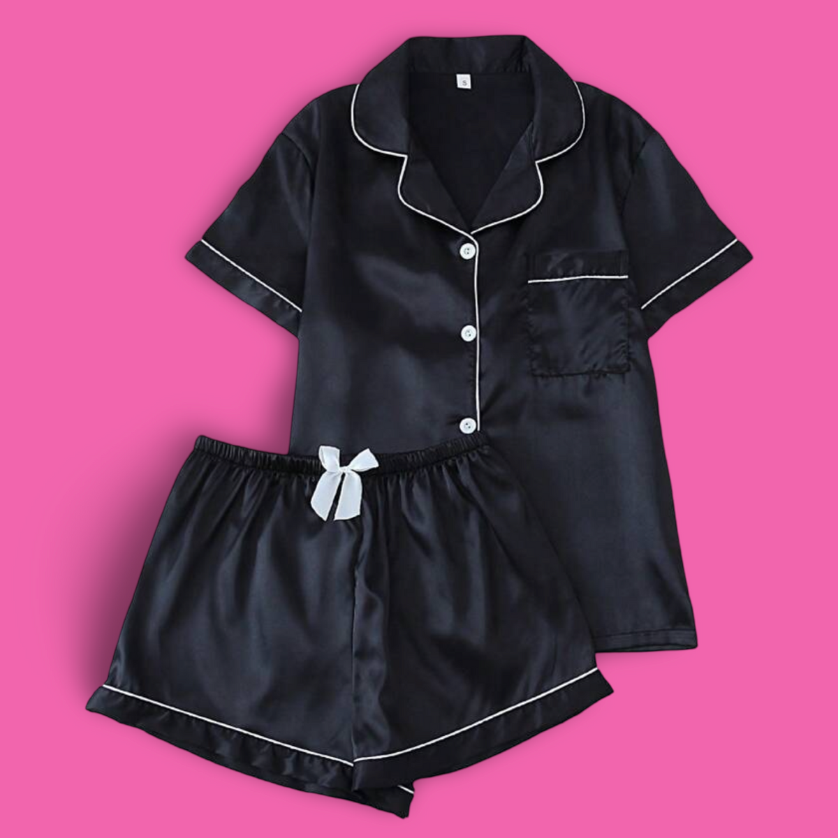 🖤 Black Satin Pajama Set