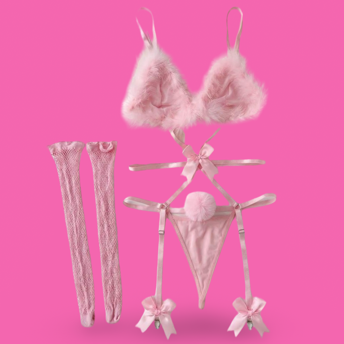 🎀 Pink Bunny Babe Lingerie Set