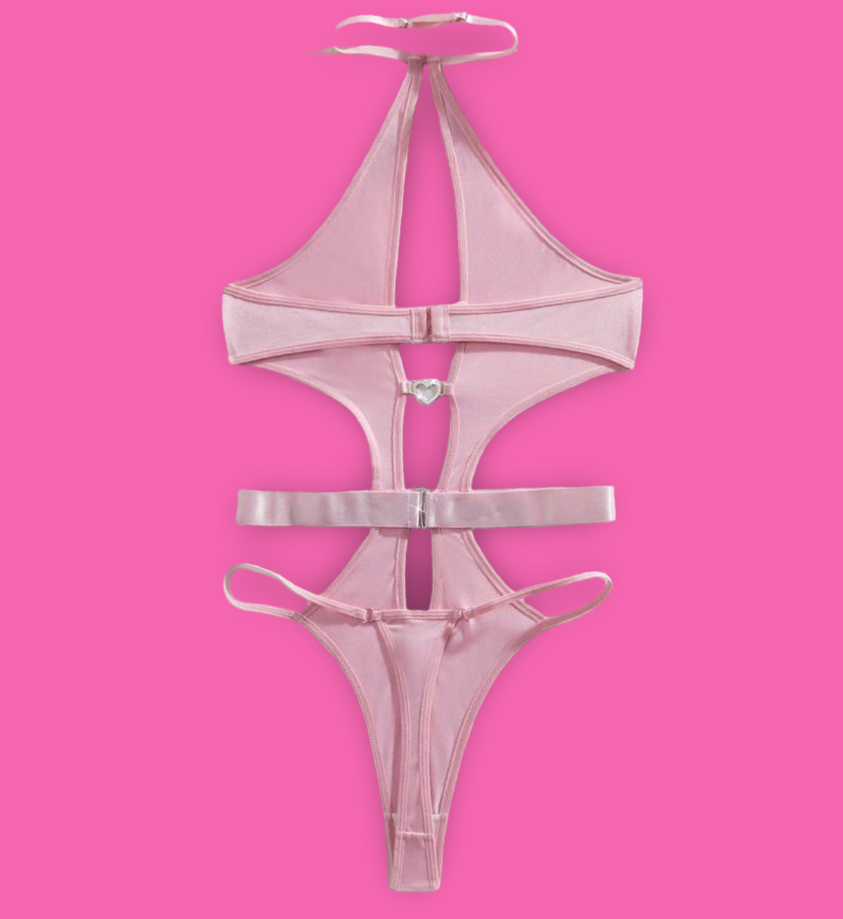🎀 Pink Satin Cutout Teddy