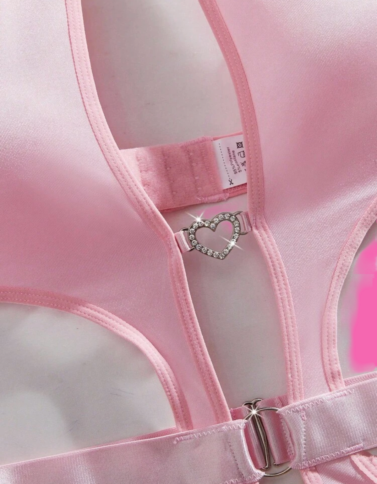 🎀 Pink Satin Cutout Teddy