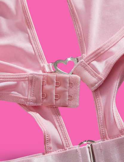 🎀 Pink Satin Cutout Teddy