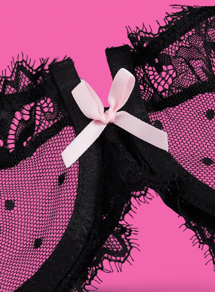 Pink Bow Lace Lingerie Set