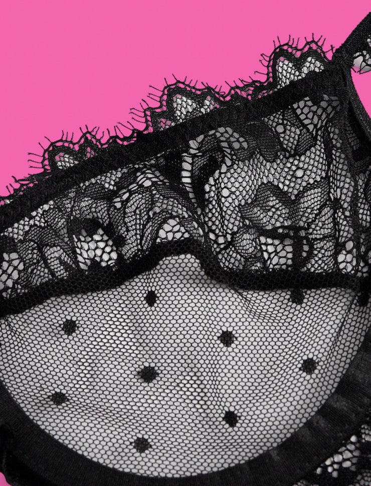 Pink Bow Lace Lingerie Set